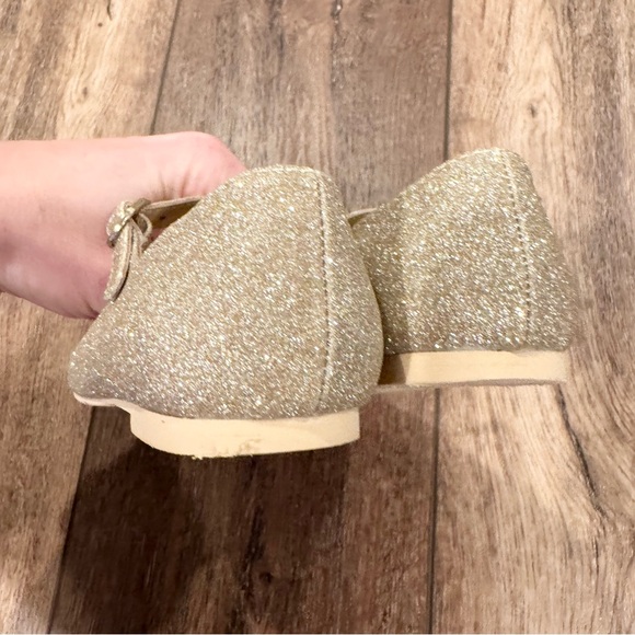 Janie and Jack Ballet Flat Gold Glitter Formal Event Wedding Flower Girl Easter - Picture 4 of 8
